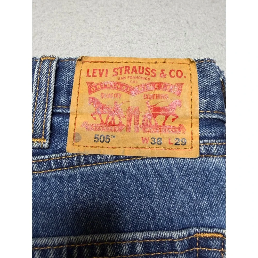 Levi's 505 Jeans Mens 38x29 Blue Regular Fit Straight Leg Denim Pants